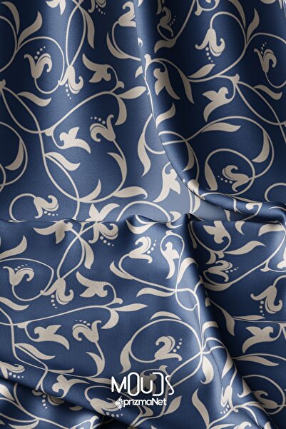 Moud's Navy Vintage 2 з малюнком, цифровий друк, сукняна тканина - 155 см Kms-15