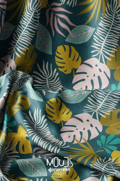 Moud's Пастельний сукня з листяним візерунком - цифровий друк, 155 см Kms-42