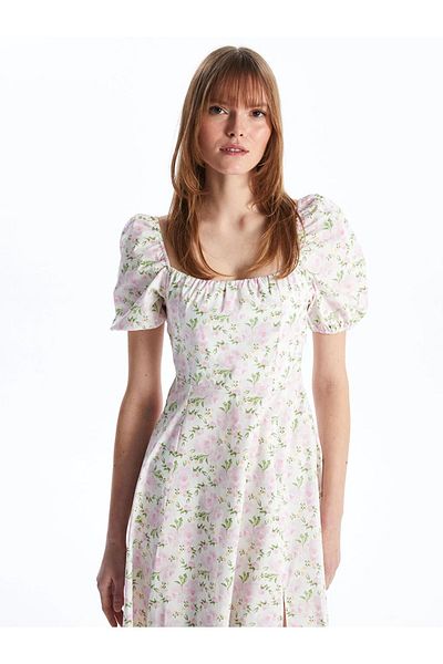 LC Waikiki XSIDE Square Collar Print Short Sleeve Women's Dress Dress