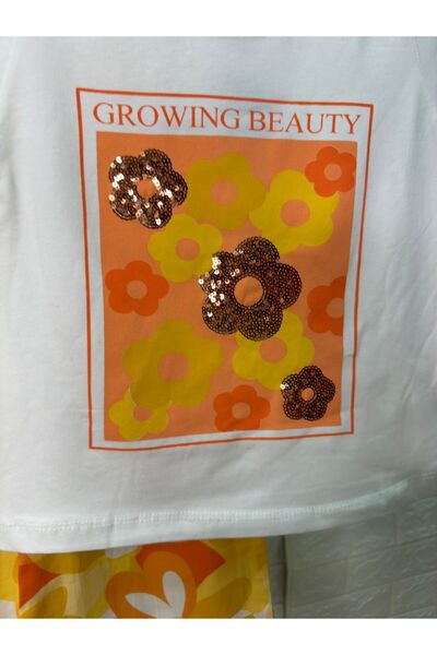 Tk 2-Piece Interlining Kids Set for Girl - Floral Printed Growing Beauty Summer Printed Linen Trousers