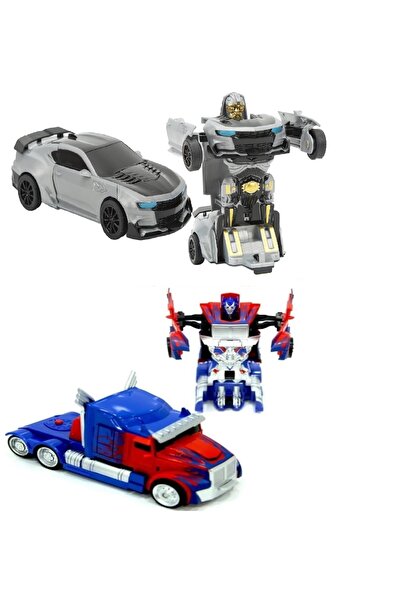 TURKAFONE Bumblebee  Optimus Prime Robota Dönüşen Çek Bırak Oyuncak Araba İkili Set