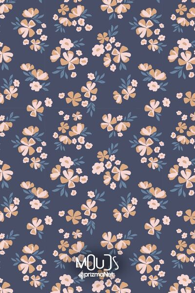 Moud's Gurun Flower Pattern Suede Texture - Ψηφιακή εκτύπωση, Πλάτος 155cm Kms-95