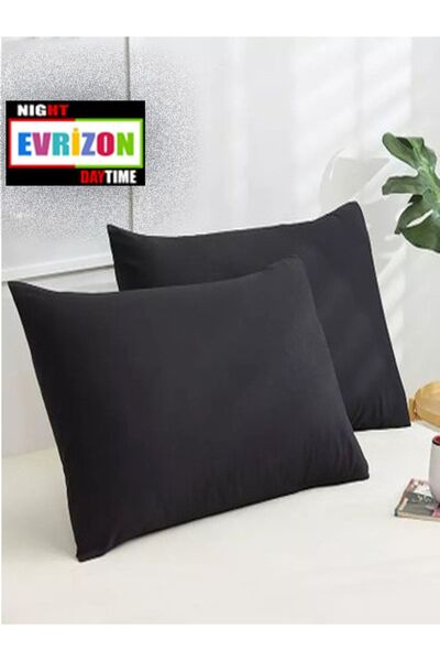 EVRİZON غطاء وسادة أسود 2 قطعة