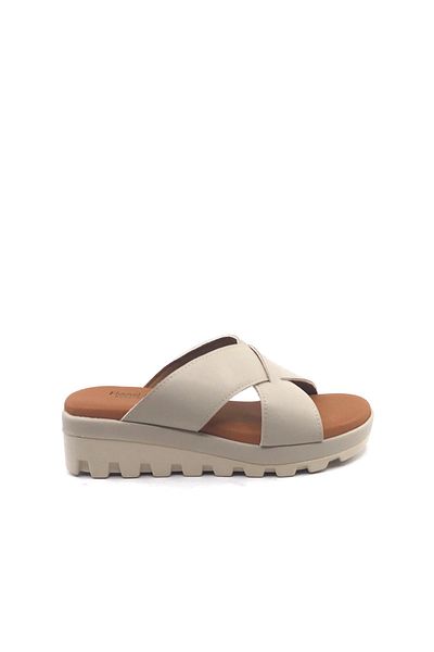 AYAKKABIMOOD Papuci de damă bej - Shoesmood Cc 405 Design casual