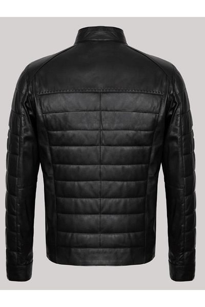 Derimont's Genuine Leather Black Men's Leather Coat Back Embroidered Leather Jacket