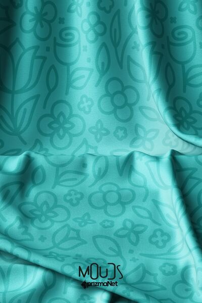 Moud's Серія Turkuaz Flora - цифровий друк на шовковистій тканині, ширина 155...