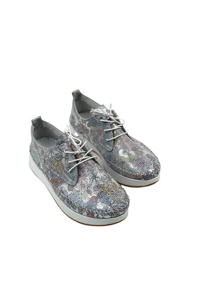 bescobel Blue Genuine Leather Women's Ballerinas - Lace-up Design