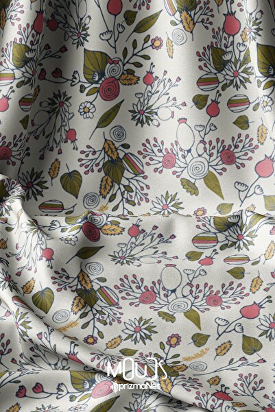 Moud's Ретро квітковий візерунок, шовковиста тканина - цифровий друк, 155 см ...