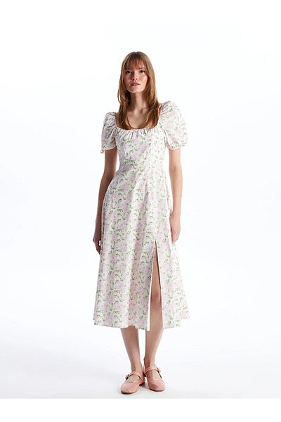 LC Waikiki XSIDE Square Collar Print Short Sleeve Women's Dress Dress