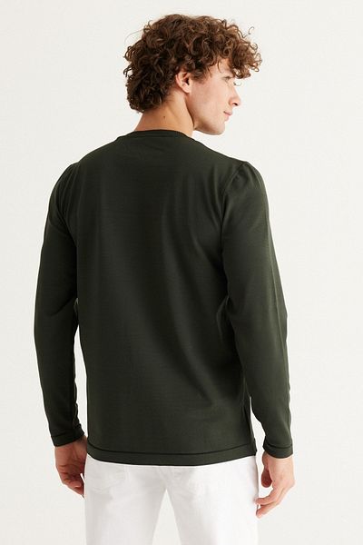 ALTINYILDIZ CLASSICS Ανδρικό πλεκτό πουλόβερ τύπου Khaki Standard Fit Normal Cut Crew Neck