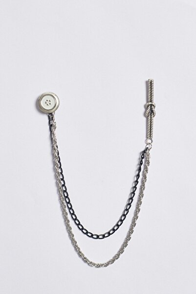 ALTINYILDIZ CLASSICS Erkek Gümüş Gri Metal Gümüş Renk Broş