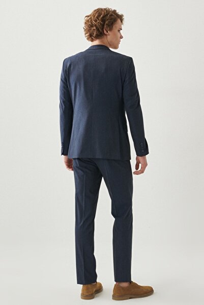 ALTINYILDIZ CLASSICS Чоловічий темно-синій Slim Fit вузький крій з монокомірцем і прямим піджаком Класичний костюм