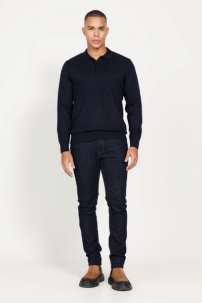 ALTINYILDIZ CLASSICS Marineblauer Standard-Strickpullover für Herren mit normalem Schnitt und Rollkragen