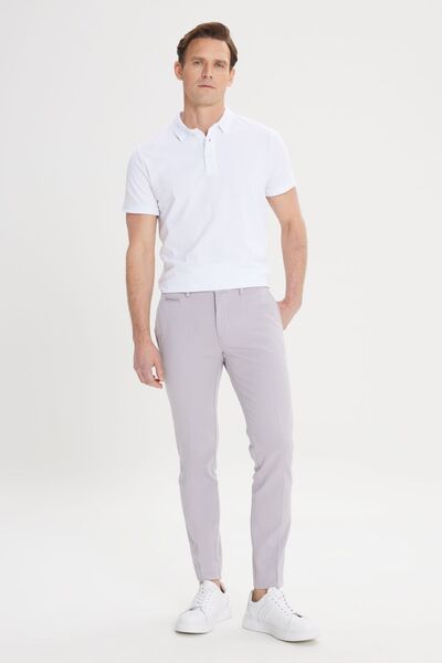 ALTINYILDIZ CLASSICS Erkek Gri Slim Fit Dar Kesim Yan Cepli Pamuklu Esnek Armürlü Pantolon