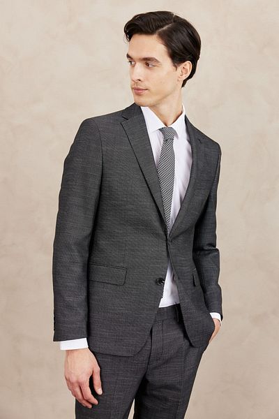 ALTINYILDIZ CLASSICS Men's Black-white Slim Fit Slim Fit Mono Collar Patterned Suit