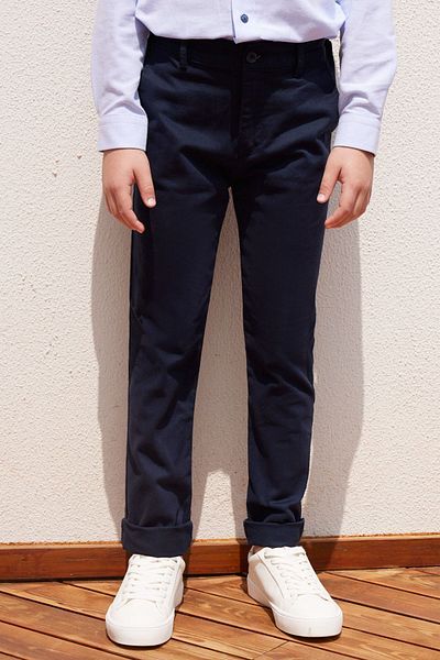 ALTINYILDIZ CLASSICS Navy Blue Slim Fit Slim Fit Βαμβακερό ελαστικό παιδικό παντελόνι Chino με πλαϊνές τσέπες
