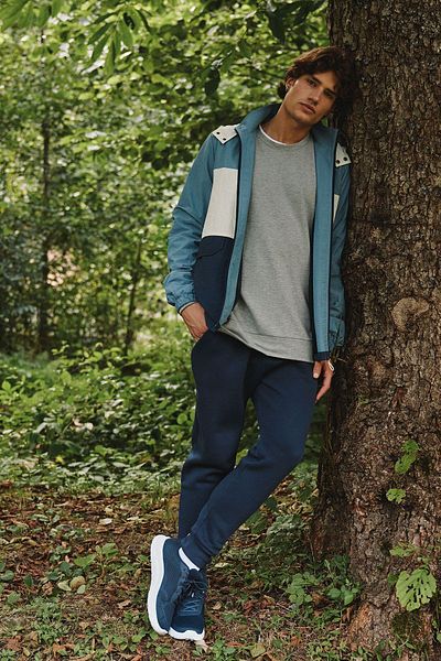 ALTINYILDIZ CLASSICS Ανδρικό παλτό Indigo Ecru Standard Fit Regular Cut με κουκούλα