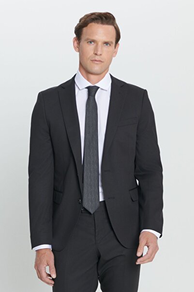 ALTINYILDIZ CLASSICS Erkek Siyah Slim Fit Dar Kesim Mono Yaka Takım Elbise
