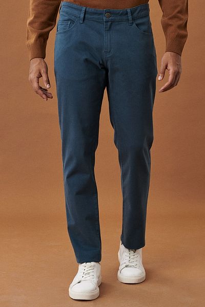 AC&Co / Altınyıldız Classics Men's Petrol Slim Fit Slim Fit Cotton Flexible Chino Trousers