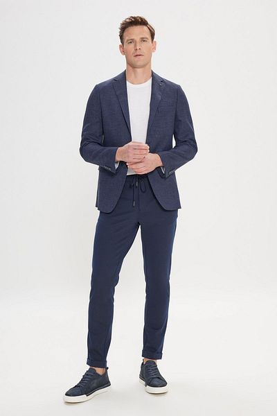ALTINYILDIZ CLASSICS Ανδρικό μπλέιζερ Navy Blue Slim Fit - Slim Fit, Μονό γιακά, Dobby