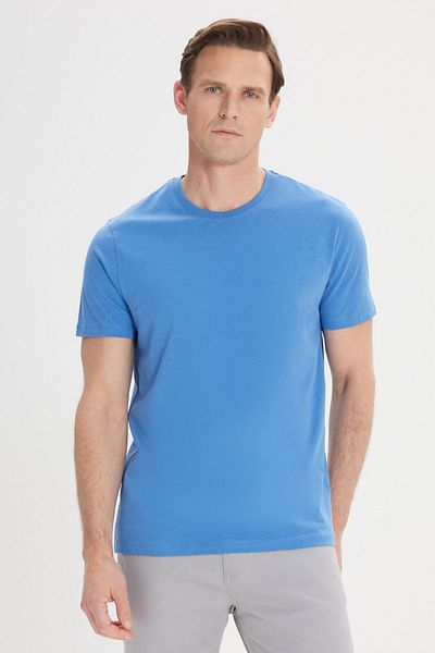 ALTINYILDIZ CLASSICS Ανδρικό μπλουζάκι Indigo Slim Fit Crew Neck από 100% βαμβάκι