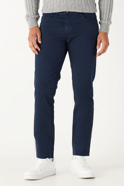 ALTINYILDIZ CLASSICS Marineblaue Slim Fit-Hose für Herren – 360-Grad-All-Way-Stretch, bequeme Passform