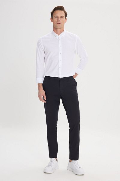 AC&Co / Altınyıldız Classics Čierne pánske nohavice Slim Fit Chino - bočné vrecko