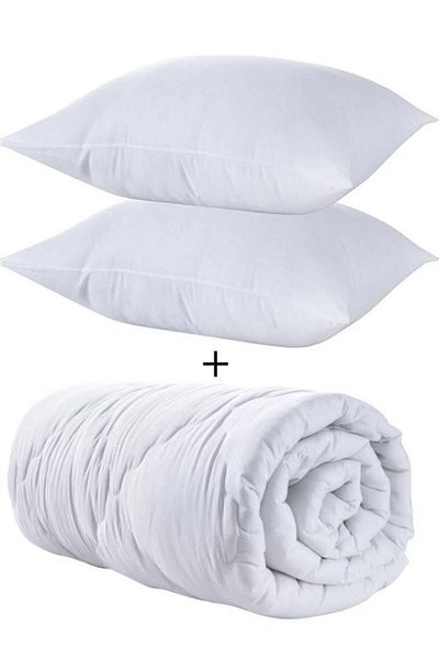 Miabella Home White Double Satin Pillow Quilt Set - Antibacterial, Microfiber, Soft and Sweat-Proof 100% Cotton
