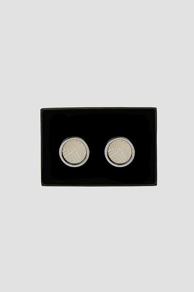 ALTINYILDIZ CLASSICS Herren-Manschettenknöpfe aus grau-weißem Metall mit spezieller Geschenkbox