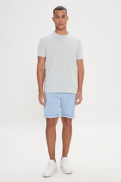 AC&Co / Altınyıldız Classics Flexibles Slim Fit T-Shirt aus Modal mit Rundhalsausschnitt für Herren in Grau