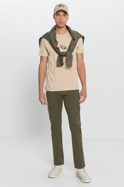 AC&Co / Altınyıldız Classics Khaki Extra Slim Fit - Stretchy Cotton Cargo Pants με Κομμένη τσέπη