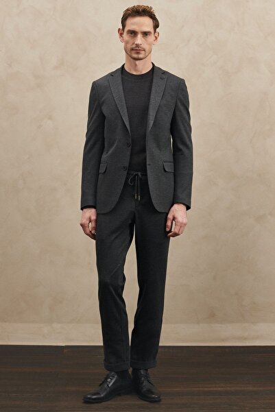 ALTINYILDIZ CLASSICS Ανδρικό κοστούμι Anthracite Slim Fit Slim Fit Μονό γιακά με διαγώνιο σχέδιο