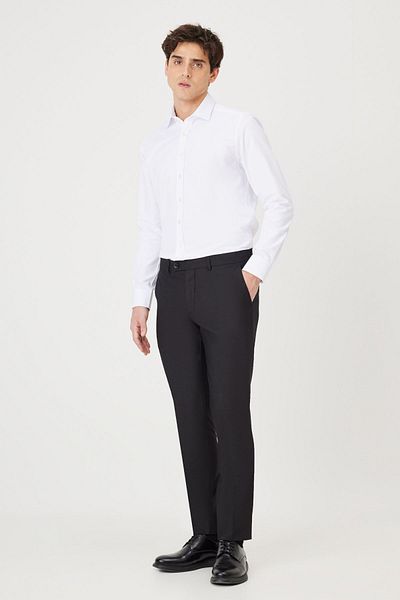 AC&Co / Altınyıldız Classics Pánské černé kalhoty Slim Fit úzkého střihu, klasické postranní kapsy
