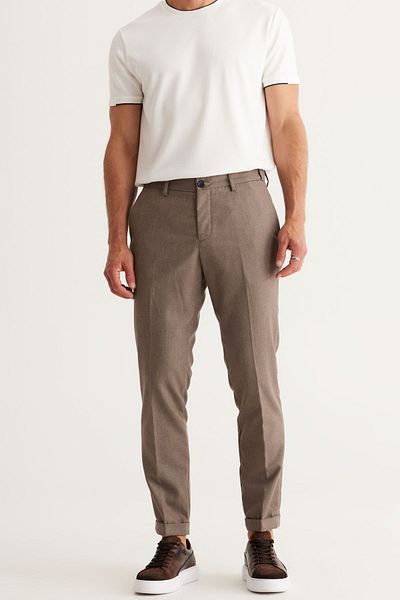 ALTINYILDIZ CLASSICS Ανδρικό παντελόνι Mink Slim Fit Slim Fit Πλαϊνή τσέπη ελαστική μέση κλασικό υφασμάτινο παντελόνι