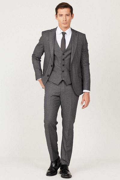 ALTINYILDIZ CLASSICS Anthracite ανδρικό γιλέκο Slim Fit μονόχρωμο γιακά