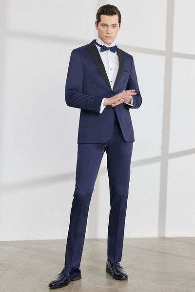 ALTINYILDIZ CLASSICS Men's Navy Blue Slim Fit Narrow Cut Swallow Collar Tuxedo Suit