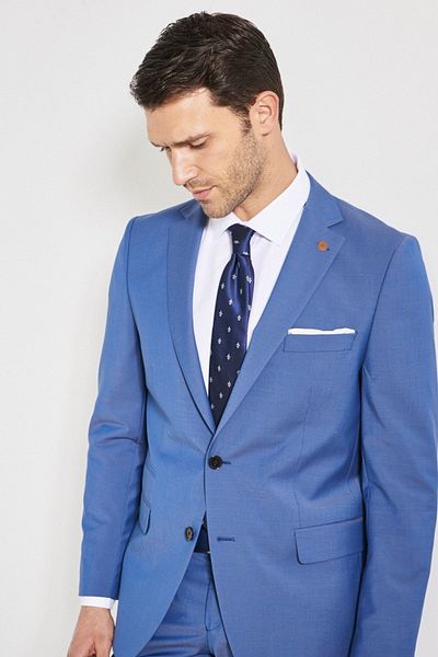 ALTINYILDIZ CLASSICS Costum clasic albastru pentru bărbați, din lână, slim fit, cu decolteu mono