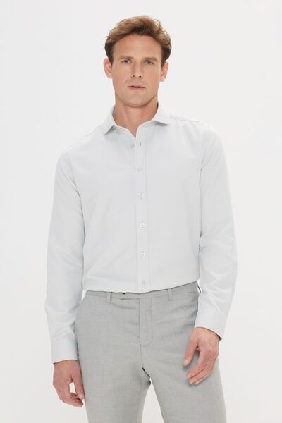 AC&Co / Altınyıldız Classics Ανδρικό πουκάμισο Mint Green Slim Fit - Dobby, Italian Collar