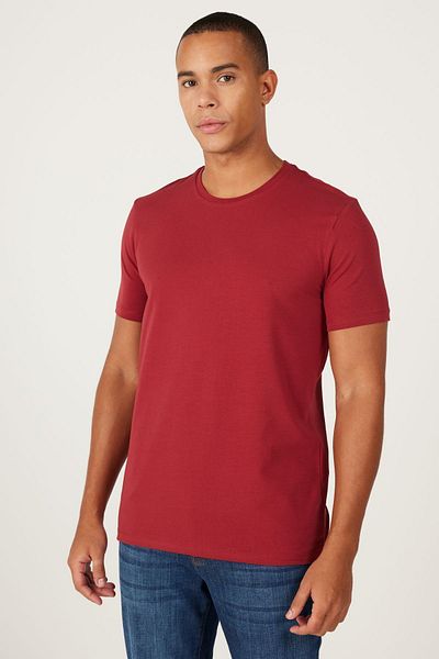 ALTINYILDIZ CLASSICS Ανδρικό μπλουζάκι Claret Red 360 Degree All Direction Stretch Slim Fit Crew Neck T-shirt