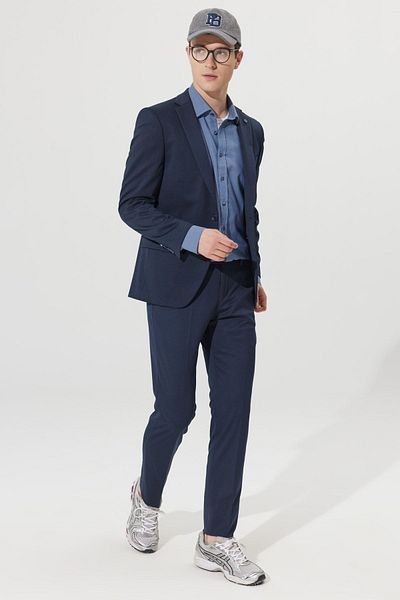 ALTINYILDIZ CLASSICS Men's Navy Blue Slim Fit Narrow Cut Mono Collar Navy Blue Suit