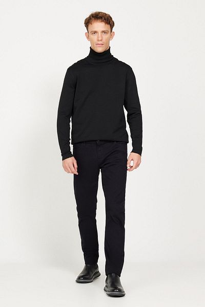 ALTINYILDIZ CLASSICS Men's Black Slim Fit Slim Fit 5 Pocket Cotton Stretchy Trousers