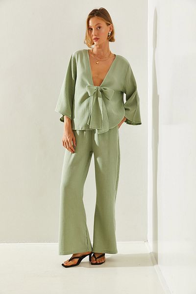 Bianco Lucci Palazzo 1086 Damen Unter-Oberteil-Set - Mit Krawattendetail60251433