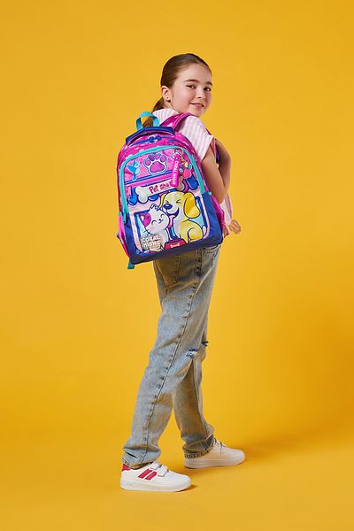 Coral High Rucsac școlar cu trei compartimente pentru copii, pisică, câine, 23646