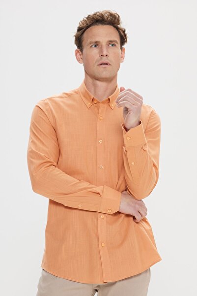 AC&Co / Altınyıldız Classics Férfi csempe 100% pamut Oxford Slim Fit gombos galléros flitteres ing