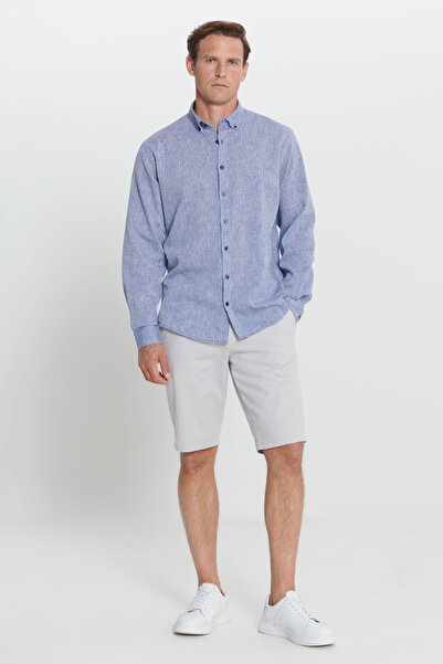 ALTINYILDIZ CLASSICS Ανδρικό πουκάμισο από λινό Navy Blue - Άνετη εφαρμογή, γιακάς με κουμπιά