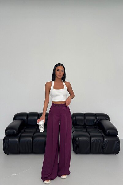 OUZ Fashion Women's Button Detailed Palazzo Pants