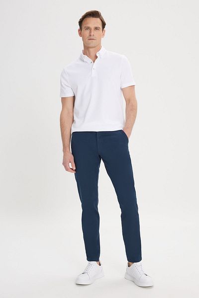 AC&Co / Altınyıldız Classics Navy Blue Stretch Slim Fit Chino nadrág - oldalsó zseb