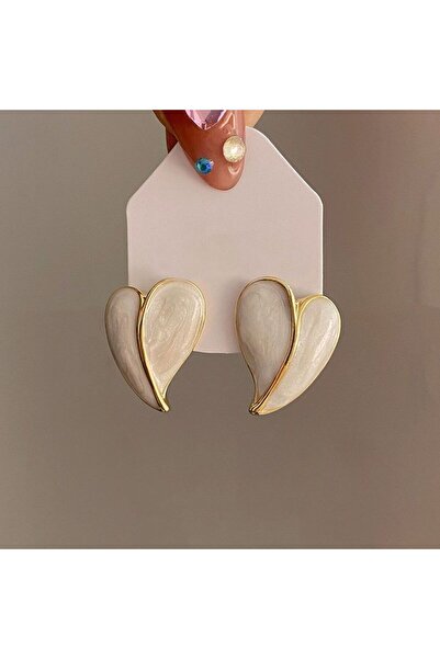 KYOLA DESİGN Beyaz Sedefli Kalp Küpe