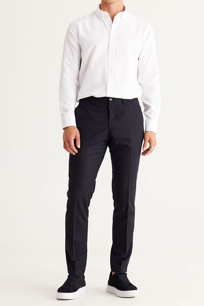 ALTINYILDIZ CLASSICS Men's Navy Blue Slim Fit Slim Fit Side Pocket Elastic Waist Classic Fabric Trousers