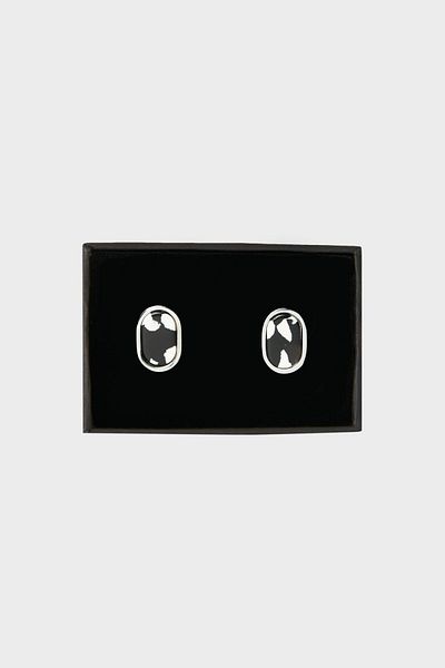 ALTINYILDIZ CLASSICS Herren-Manschettenknopf aus schwarzgrauem Metall mit spezieller Geschenkbox